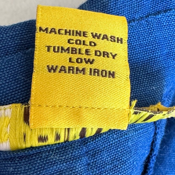 PERSAMAN New York Cobalt Blue Short Puff Sleeve Linen Blend Top, Size Medium - Picture 9 of 13